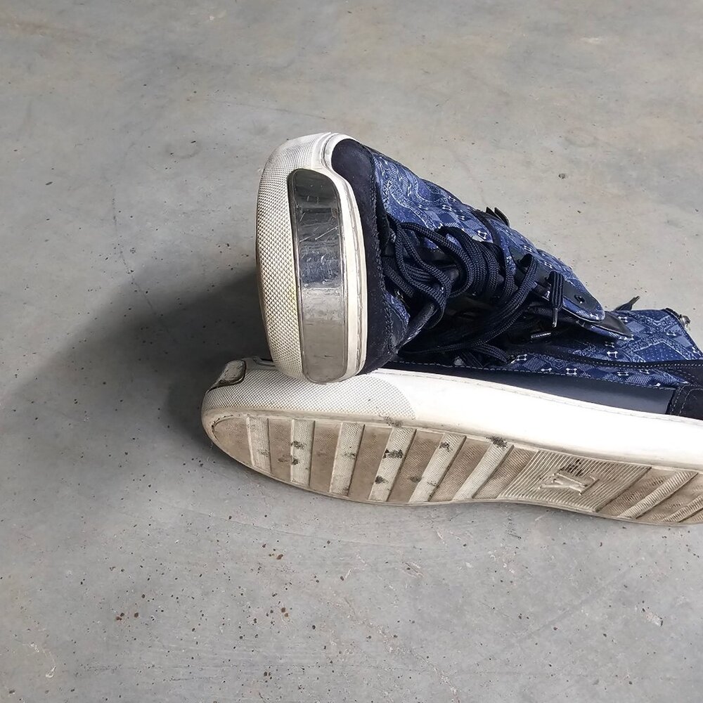 Louis Vuitton On The Road Blue Monogram Bandana High-Top Sneakers Men's Size 11 - Picture 7 of 11